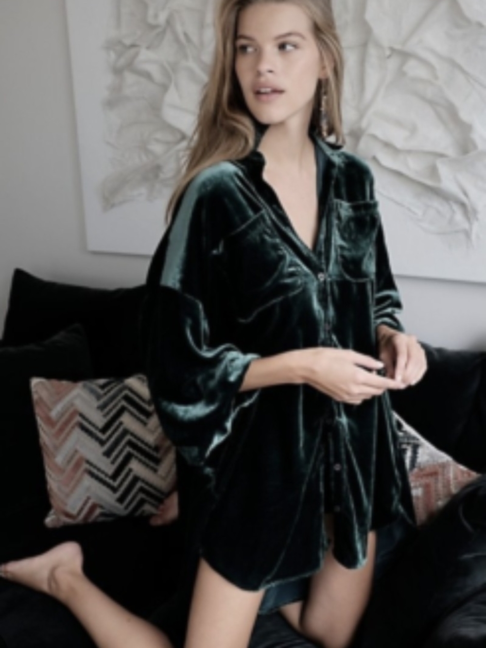 Velvet Tunic Shirt Dress